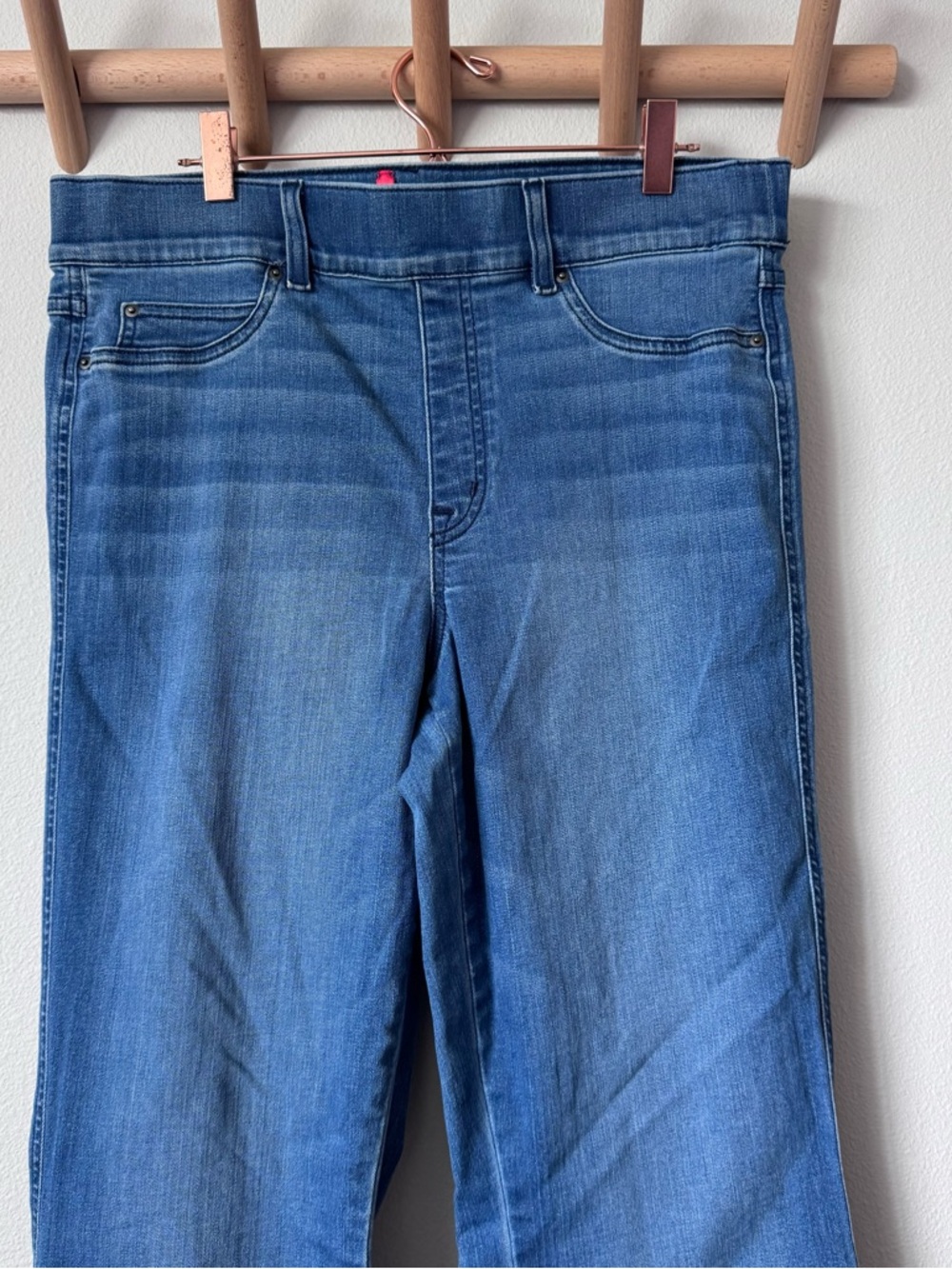 SPANX Wide Leg High-Rise Pull on Jeans in Medium Blue - Picture 3 of 11